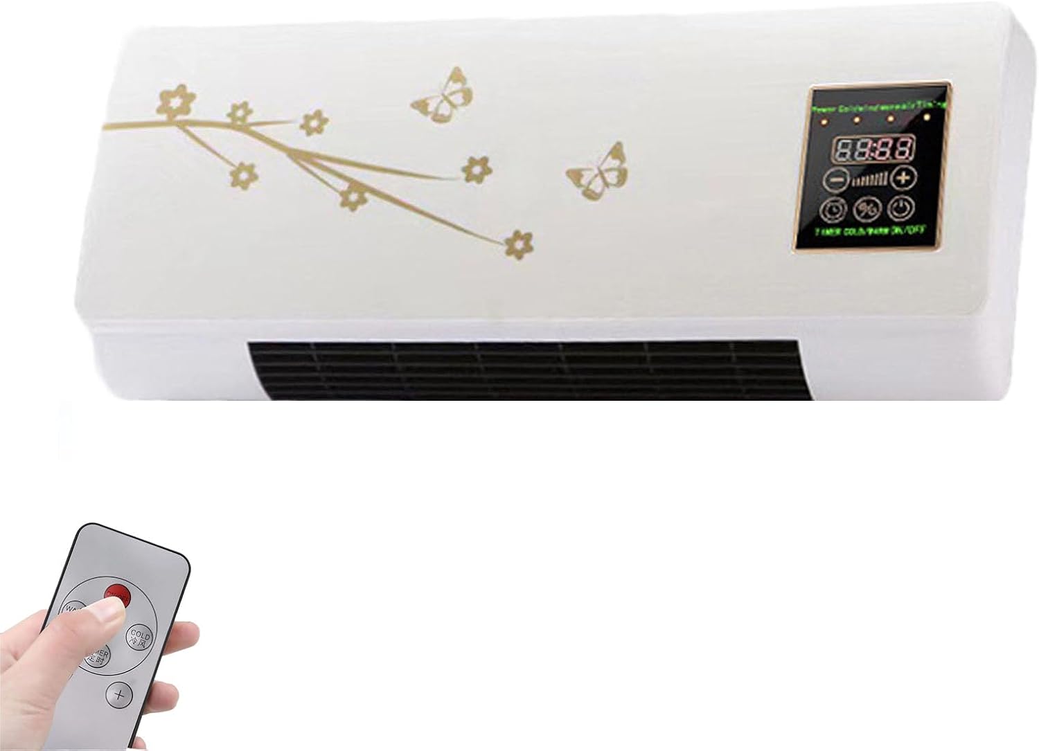 YSXXIAN Split Max Portable Wall Fan 2-in-1 Cooling and Heating 1800W Remote Control White