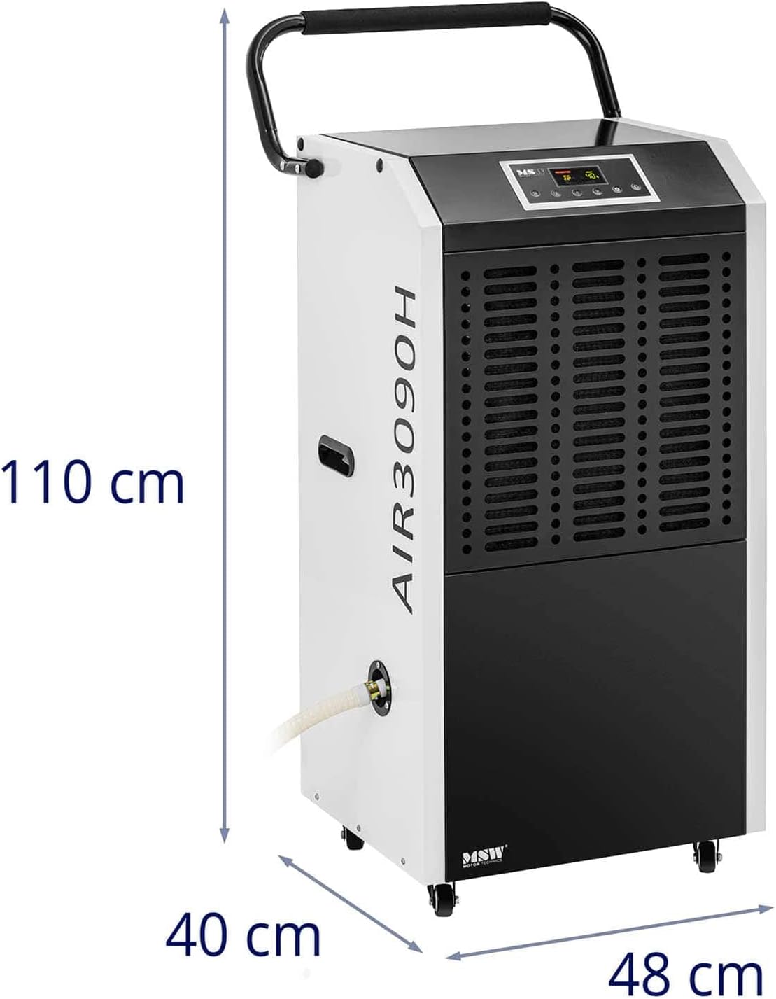 MSW Motor Technics MSW-DEH3090H Construction Dehumidifier 90L/Day 150 m² 1129 m³/h Black