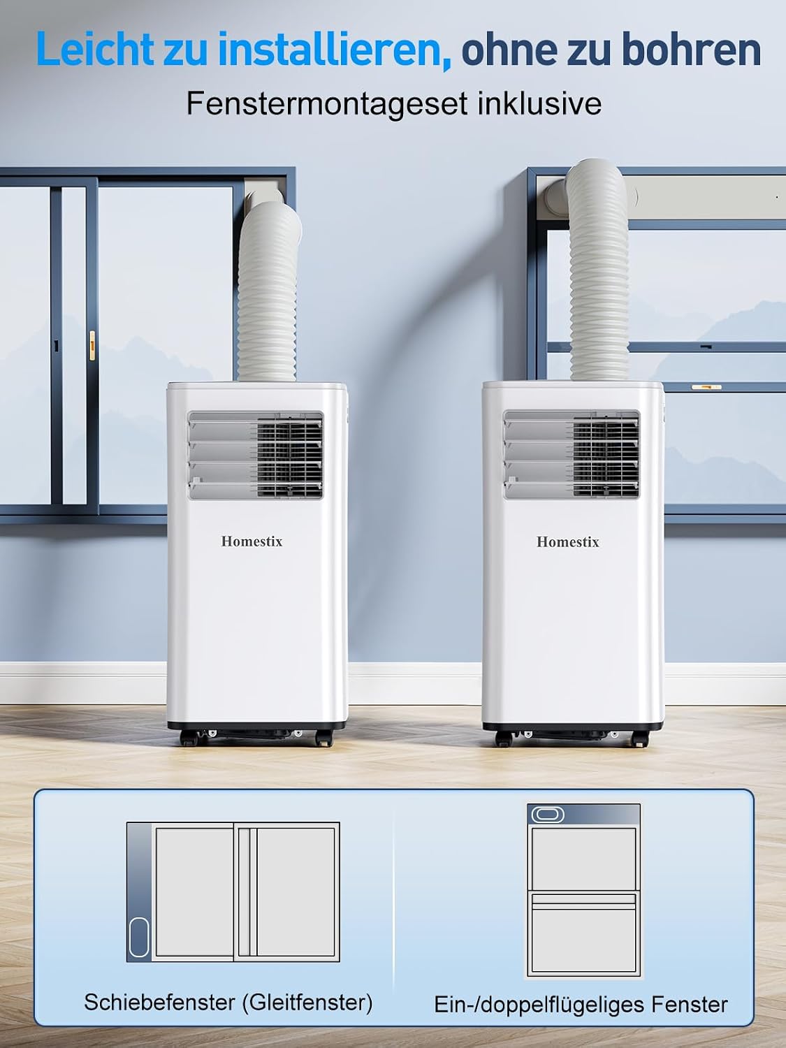 Homestix JHS-A016-07KR2/Q Portable Air Conditioner 7000 BTU 4-in-1 Cooling Dehumidifier Fan White