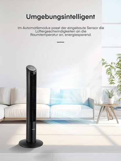 FOHERE TF2229TLR-DC Tower Fan 102 cm 12-Speed DC Motor Remote Control Black