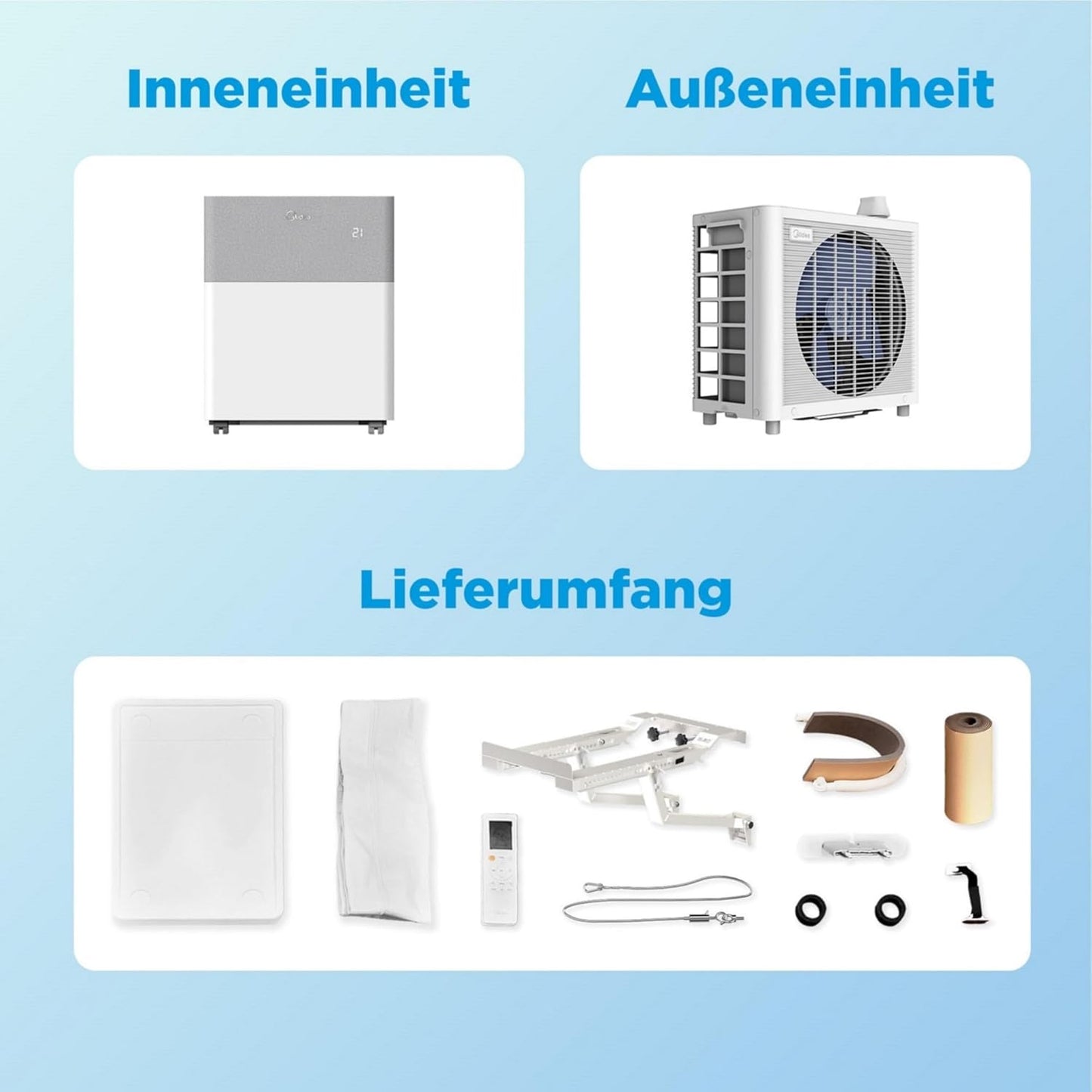 Midea PortaSplit Cool Portable Air Conditioner 8000 BTU 2.3 kW A++ 28 m² Gray