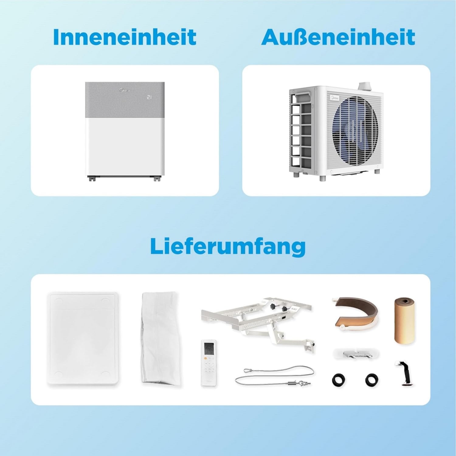 Midea PortaSplit Cool Portable Air Conditioner 8000 BTU 2.3 kW A++ 28 m² Gray