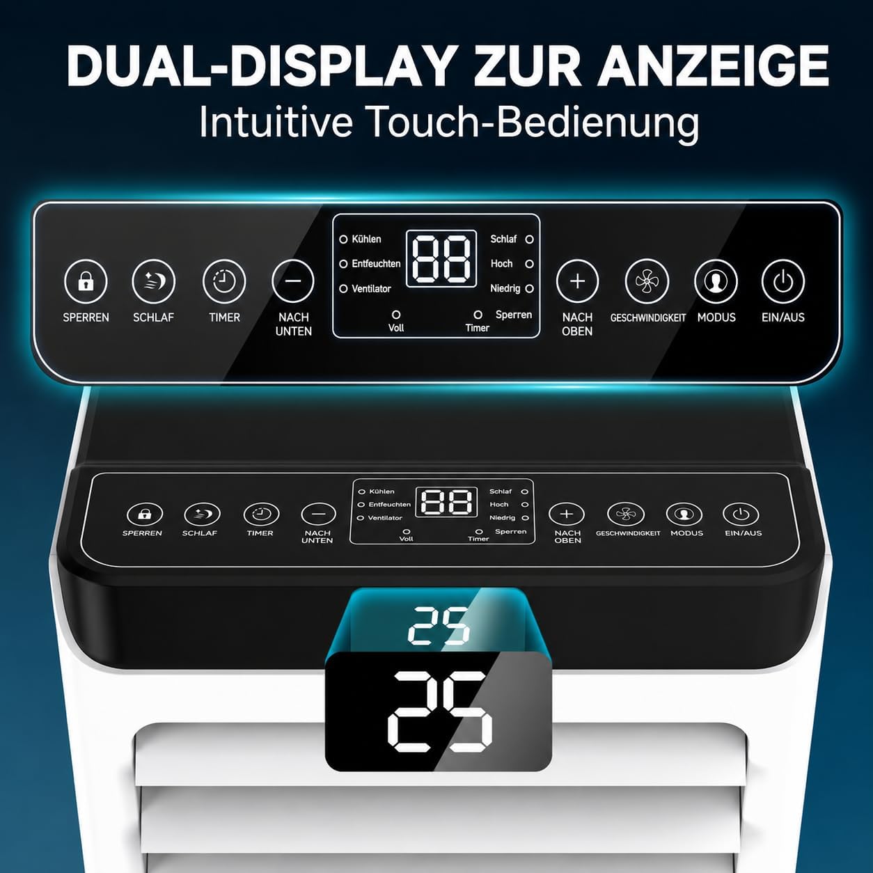 Zeroteek Portable Air Conditioner 7000 BTU 4-in-1 Cooling Dehumidifier Fan White