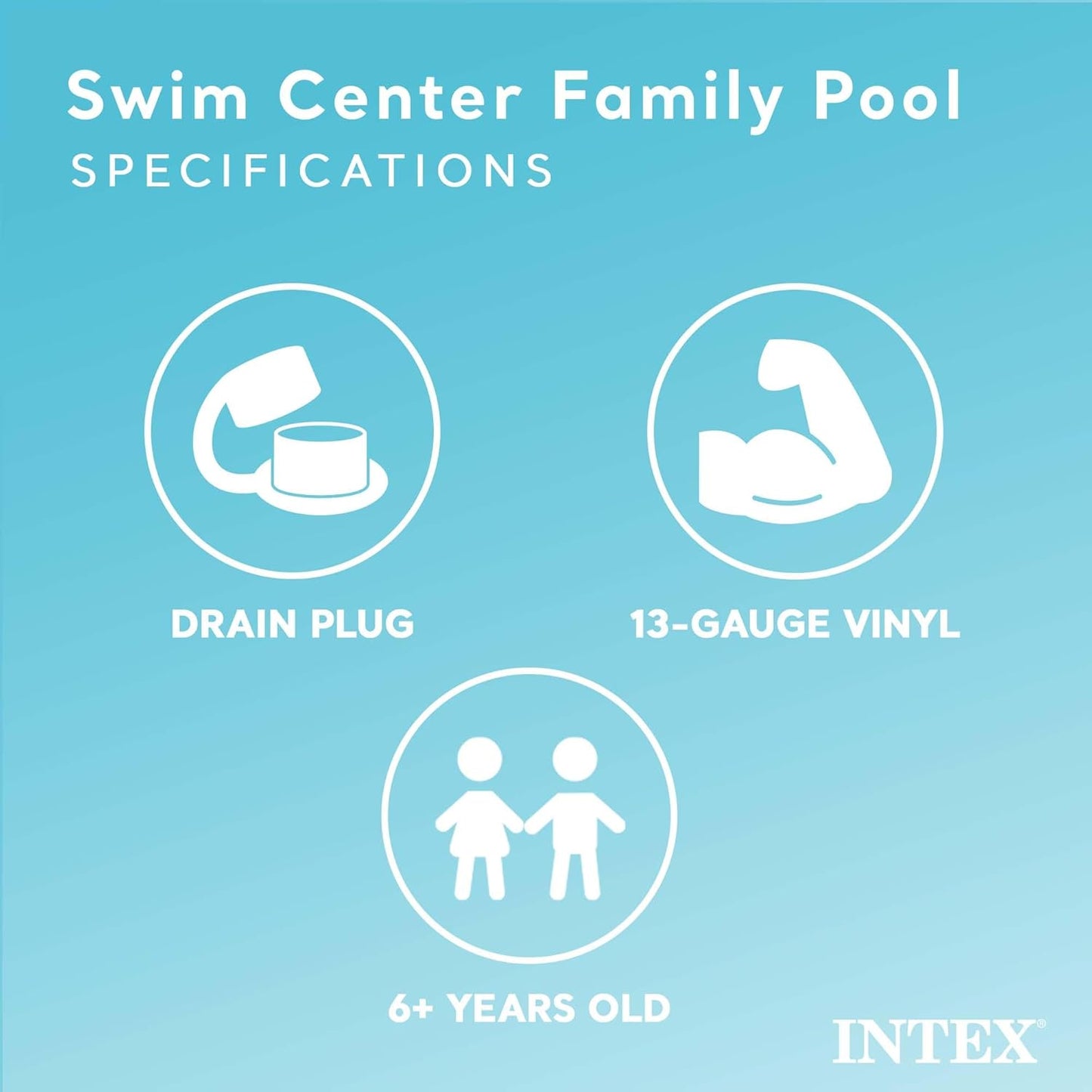 Intex Swim Center Inflatable Family Pool Rectangular 90in x 60in x 19in
