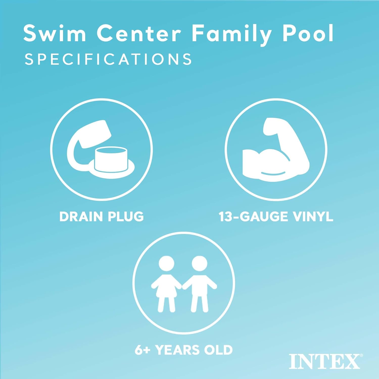 Intex Swim Center Inflatable Family Pool Rectangular 90in x 60in x 19in