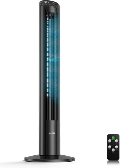 FOHERE TF2229TLR-DC Tower Fan 102 cm 12-Speed DC Motor Remote Control Black