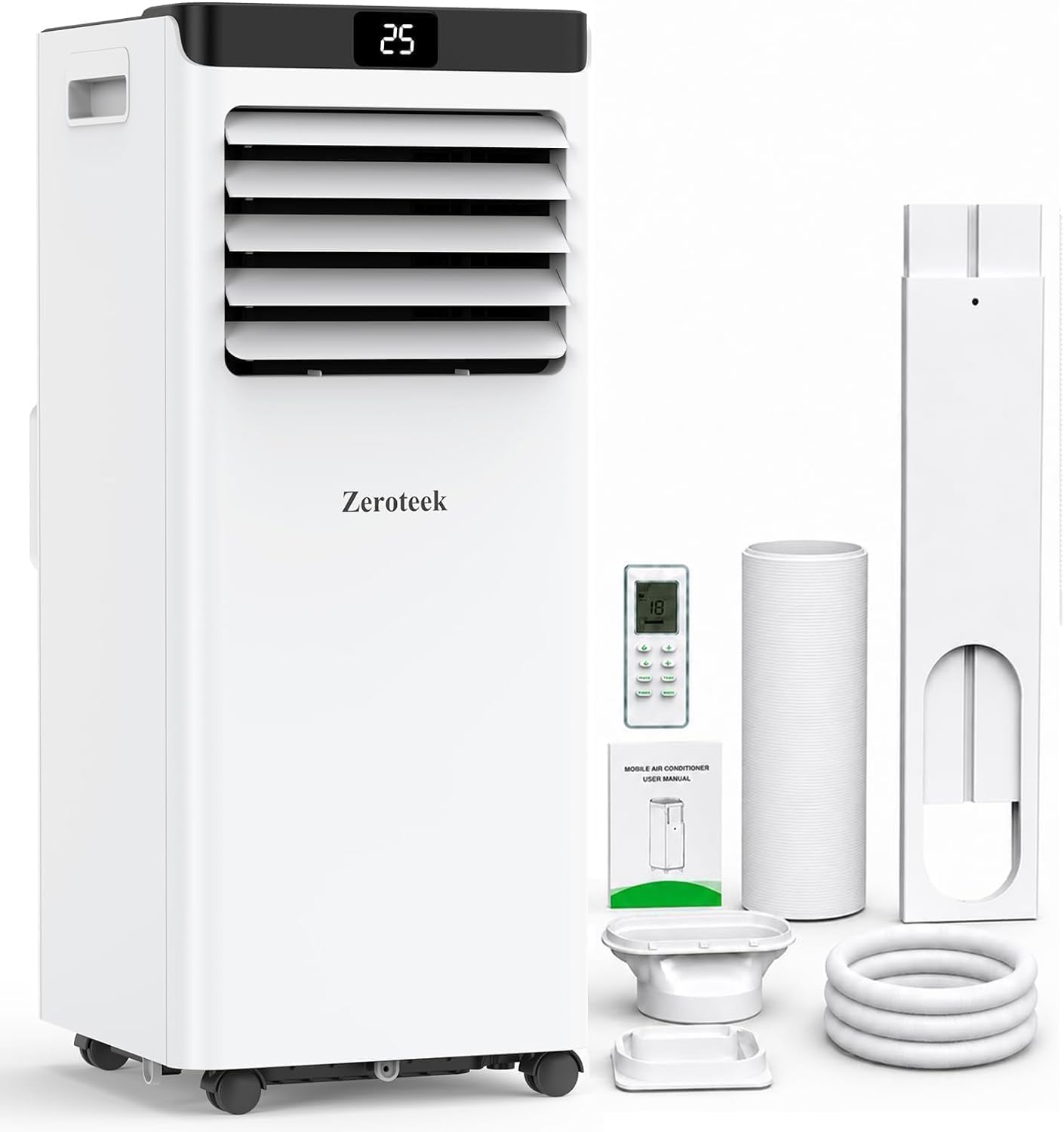 Zeroteek Portable Air Conditioner 7000 BTU 4-in-1 Cooling Dehumidifier Fan White