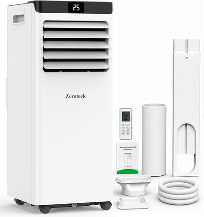 Zeroteek Portable Air Conditioner 7000 BTU 4-in-1 Cooling Dehumidifier Fan White