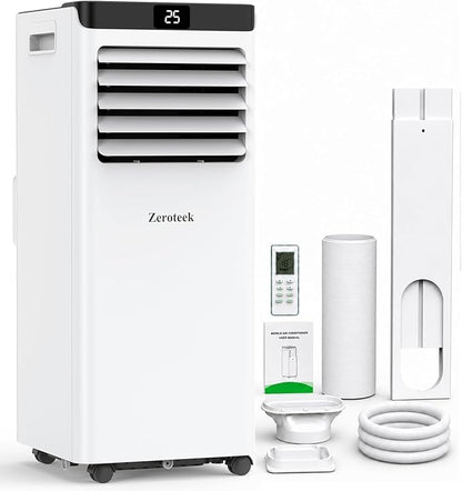 Zeroteek Portable Air Conditioner 7000 BTU 4-in-1 Cooling Dehumidifier Fan White