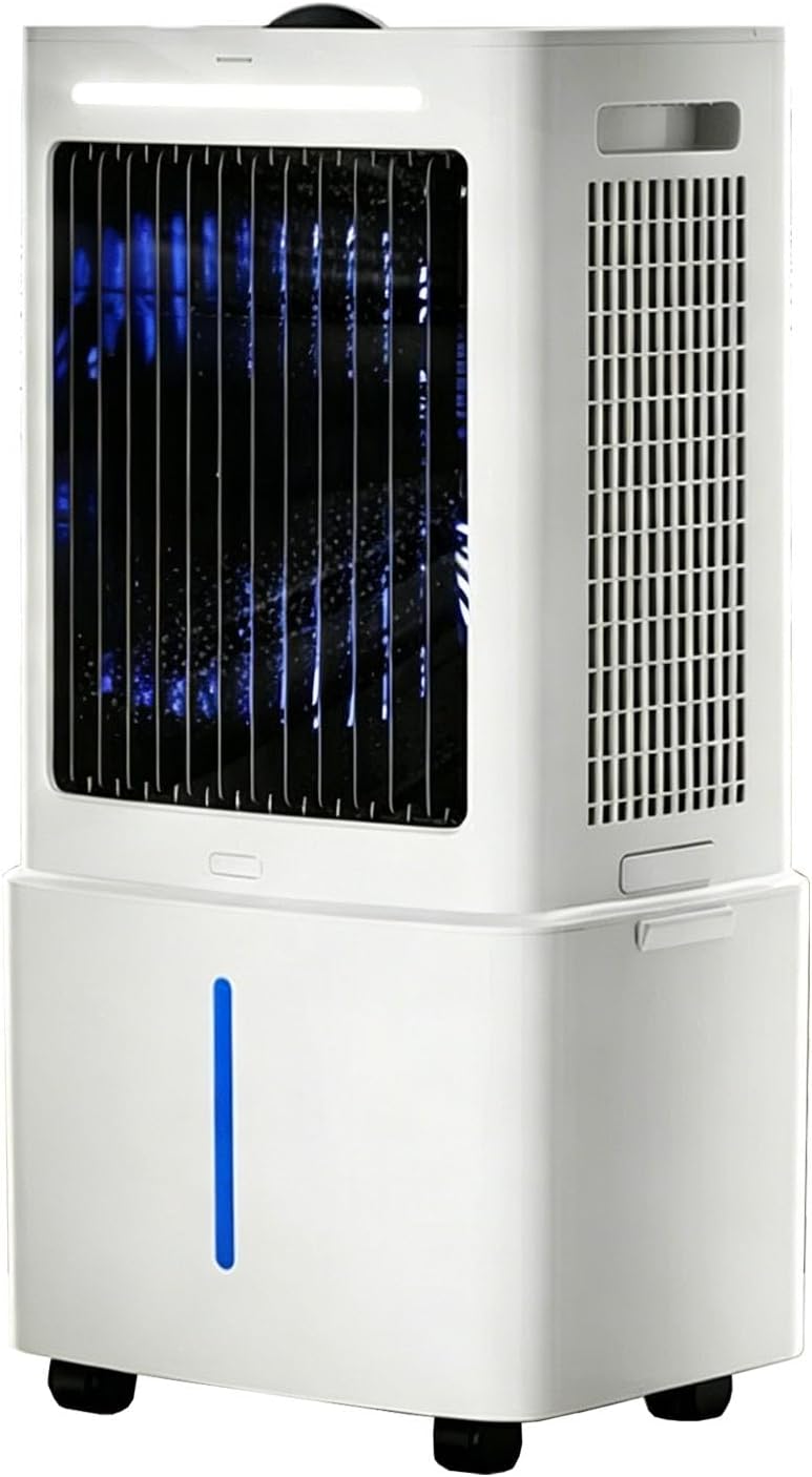 Generisch ZZDZABKZC Portable Evaporative Cooler 20L 2000 m³/h 3-in-1 Fan Humidifier White