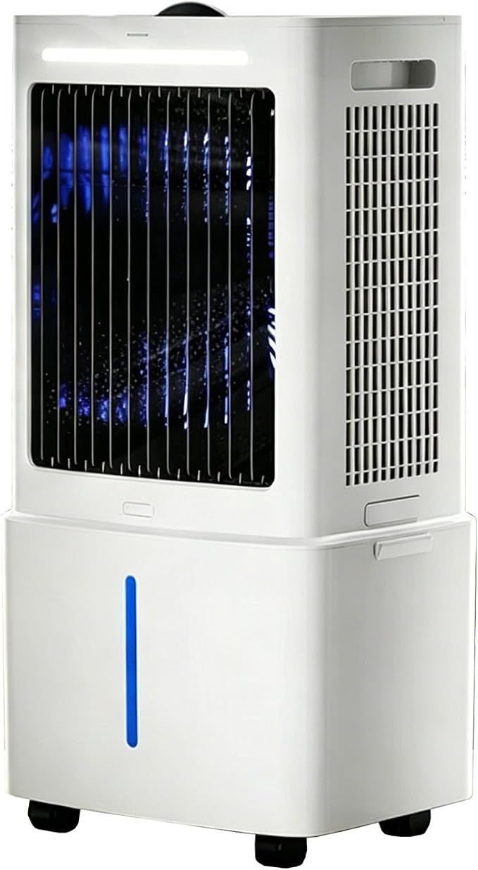 Generisch ZZDZABKZC Portable Evaporative Cooler 20L 2000 m³/h 3-in-1 Fan Humidifier White