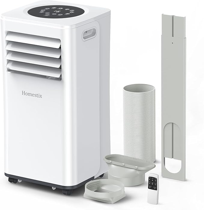 Homestix JHS-A016-07KR2/Q Portable Air Conditioner 7000 BTU 4-in-1 Cooling Dehumidifier Fan White