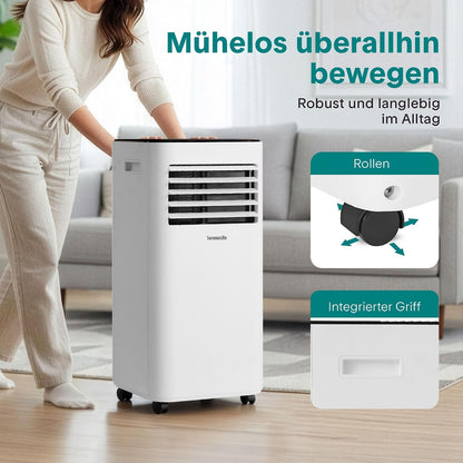 SereneLife SLPAC170WEU Portable Air Conditioner 7000 BTU 3-in-1 Cooling Dehumidifier Fan White