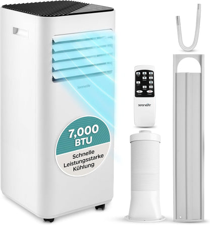 SereneLife SLPAC170WEU Portable Air Conditioner 7000 BTU 3-in-1 Cooling Dehumidifier Fan White
