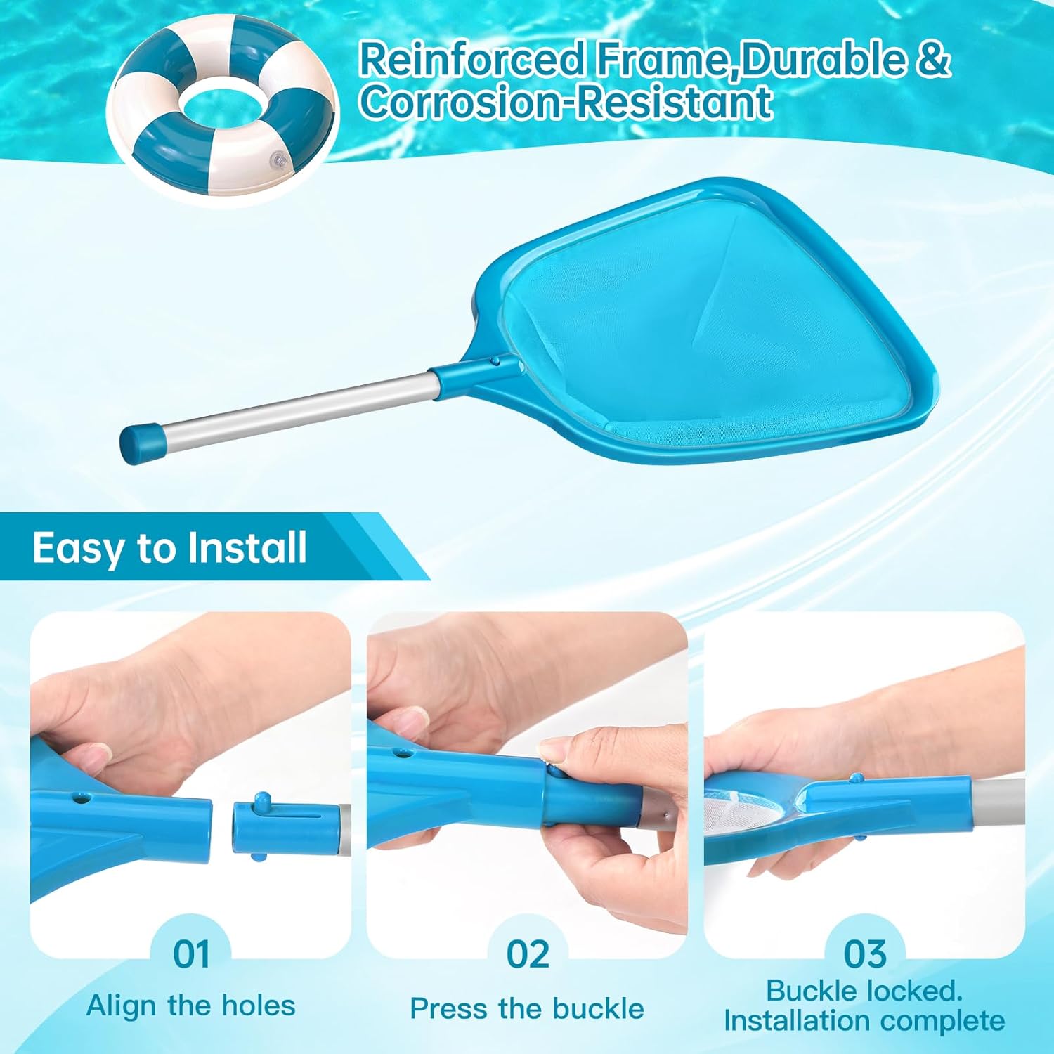 HydraJoy Professional Pool Skimmer Net Heavy Duty Fine Mesh Tool