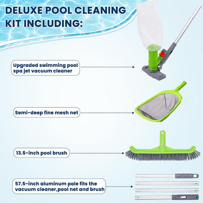 Sepetrel Deluxe Swimming Pool Cleaning Kit with Spa Jet Vacuum