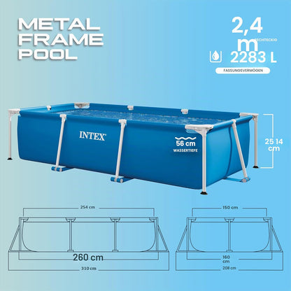 Intex Rechteckiger Metallrahmen Pool 260x160x65cm Blau