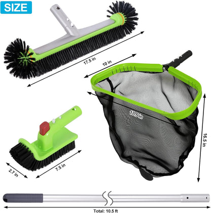 Sepetrel Deluxe Swimming Pool Cleaning Kit 10.5ft Pole Professional Set