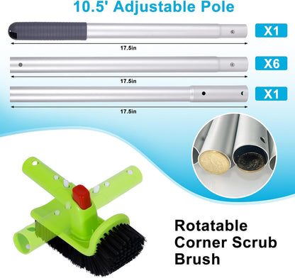 Sepetrel Deluxe Swimming Pool Cleaning Kit 10.5ft Pole Professional Set