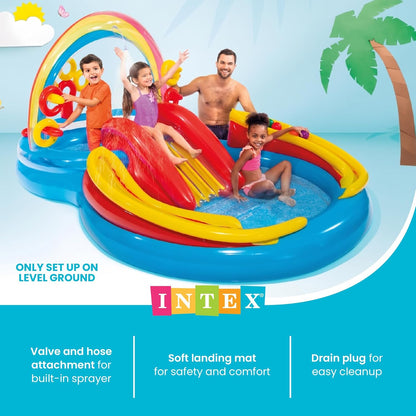 Intex 57453EP Rainbow Inflatable Play Center Pool With Slide 117in