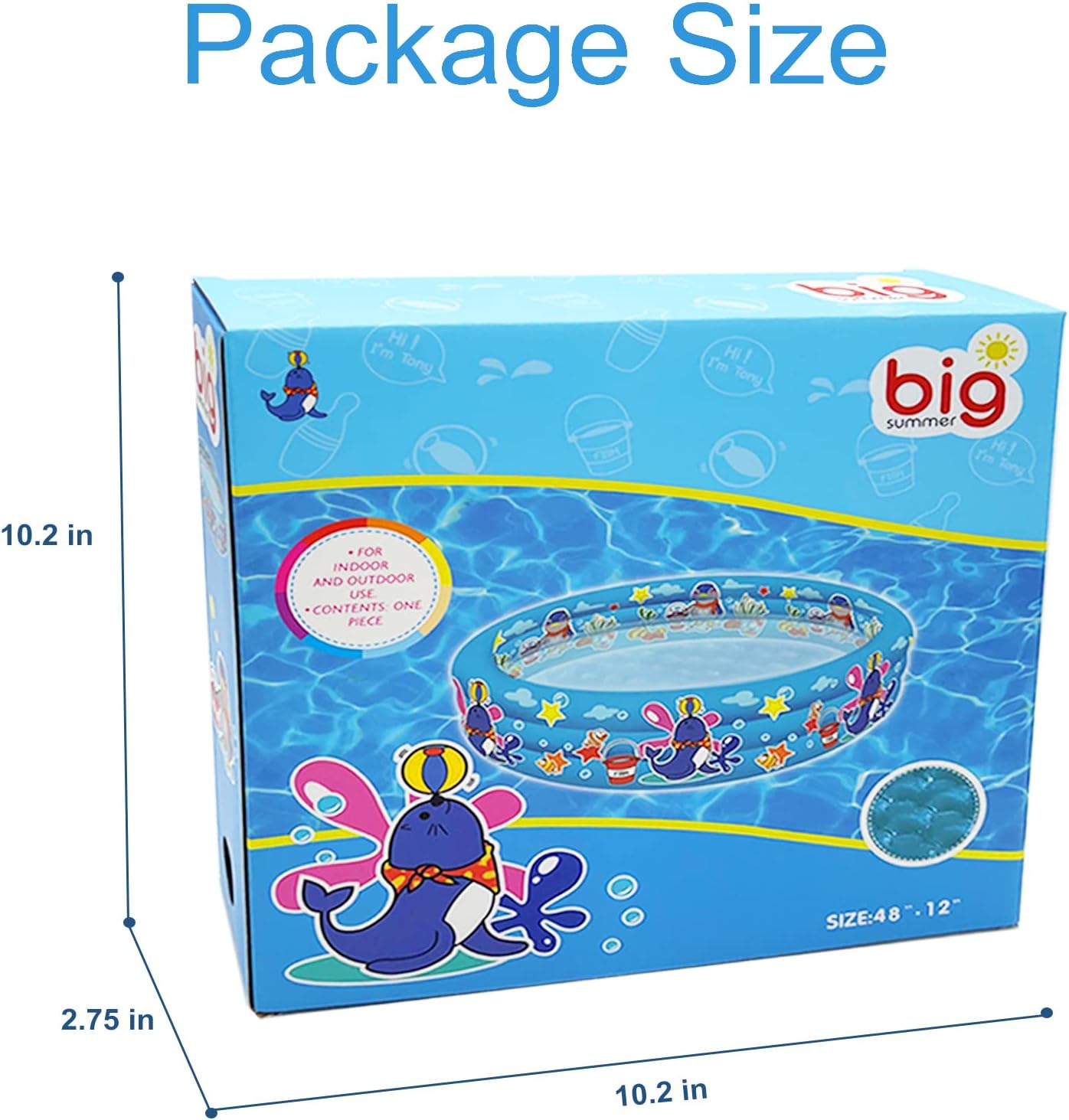 Big Summer 3-Ring Inflatable Kiddie Pool 48-Inch Round Blue