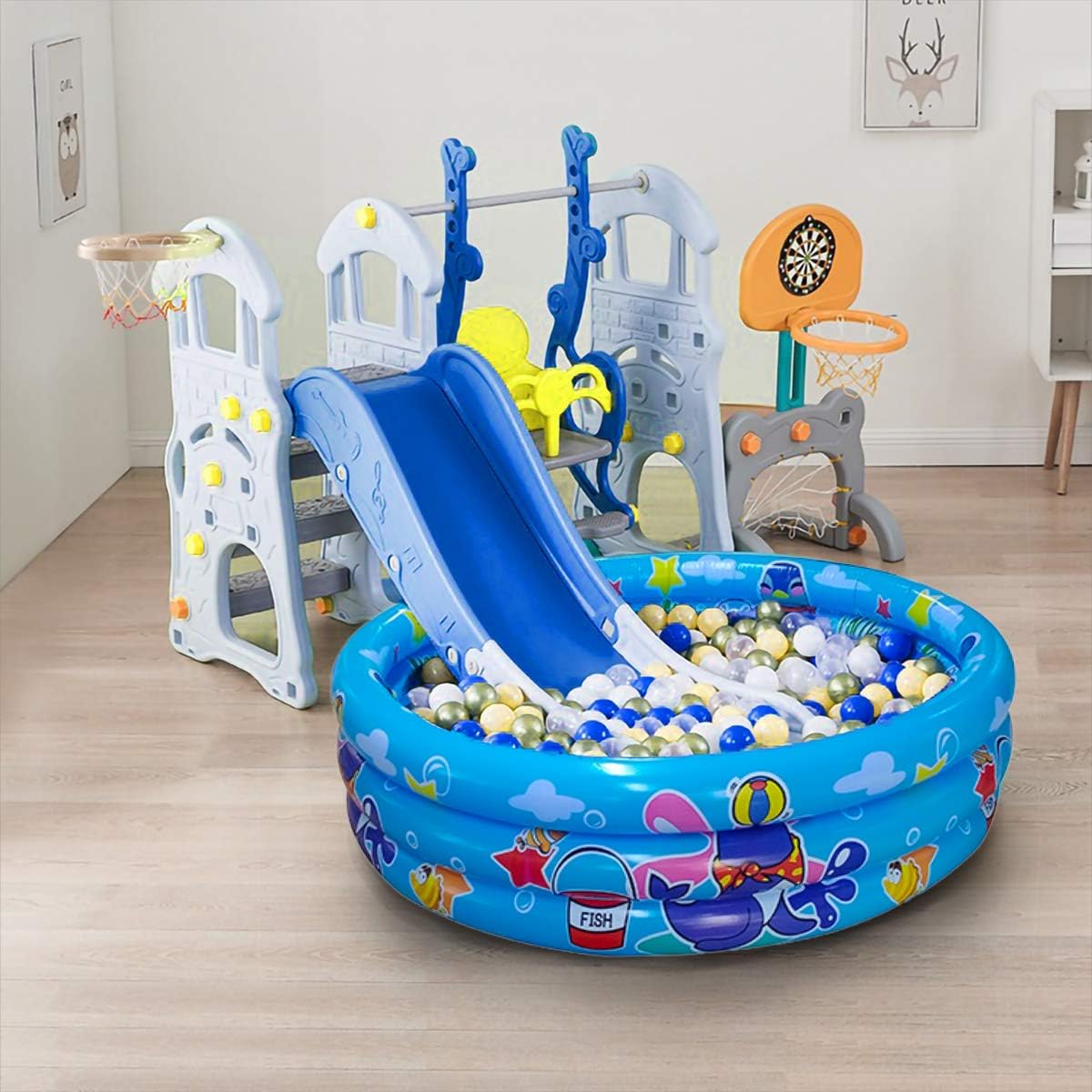 Big Summer 3-Ring Inflatable Kiddie Pool 48-Inch Round Blue
