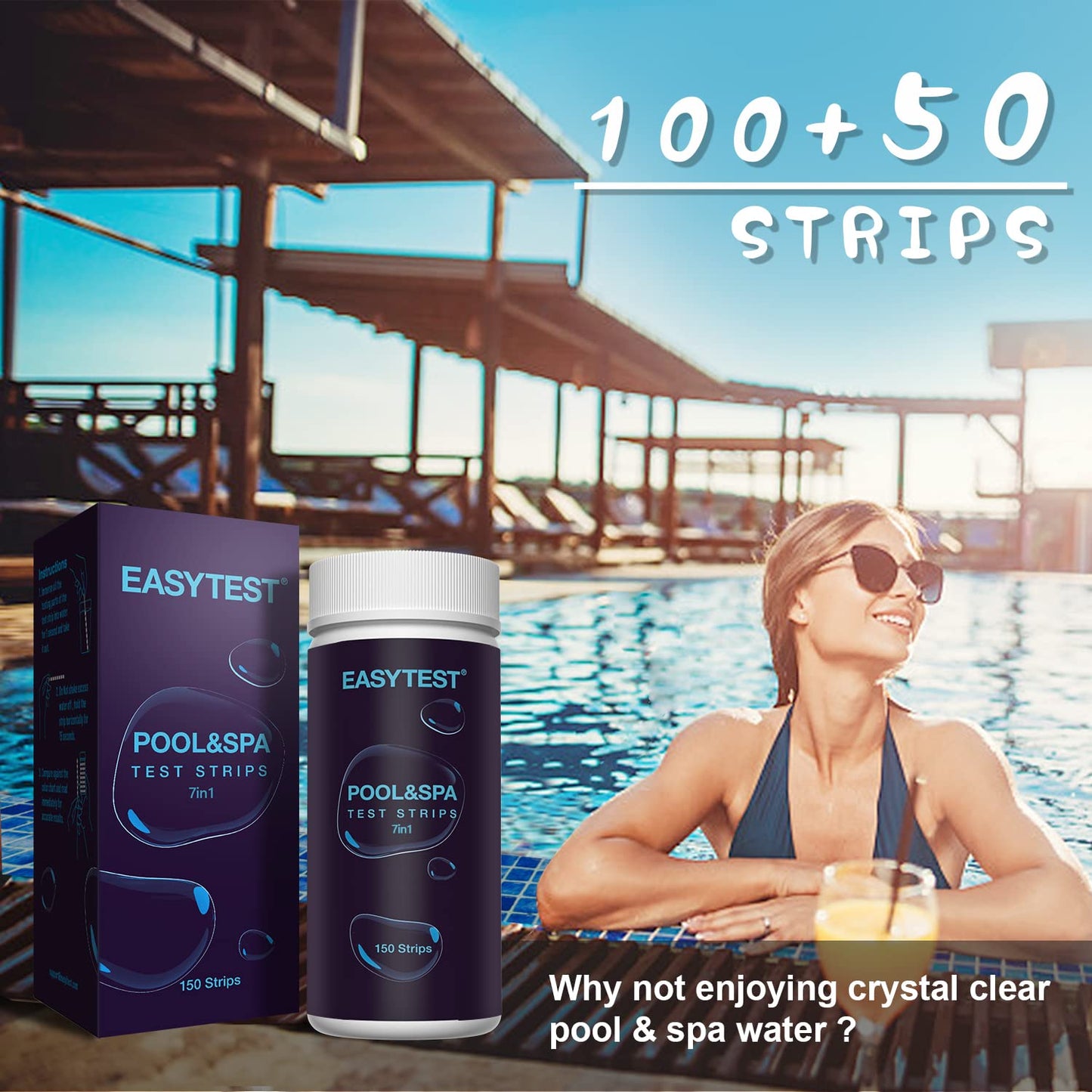 Easytest 7-Way Pool Test Strips 150-Count for Spas