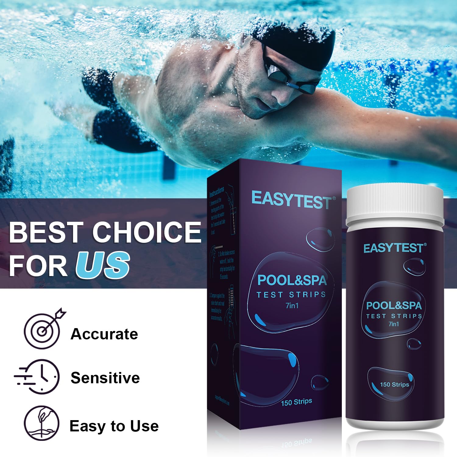 Easytest 7-Way Pool Test Strips 150-Count for Spas
