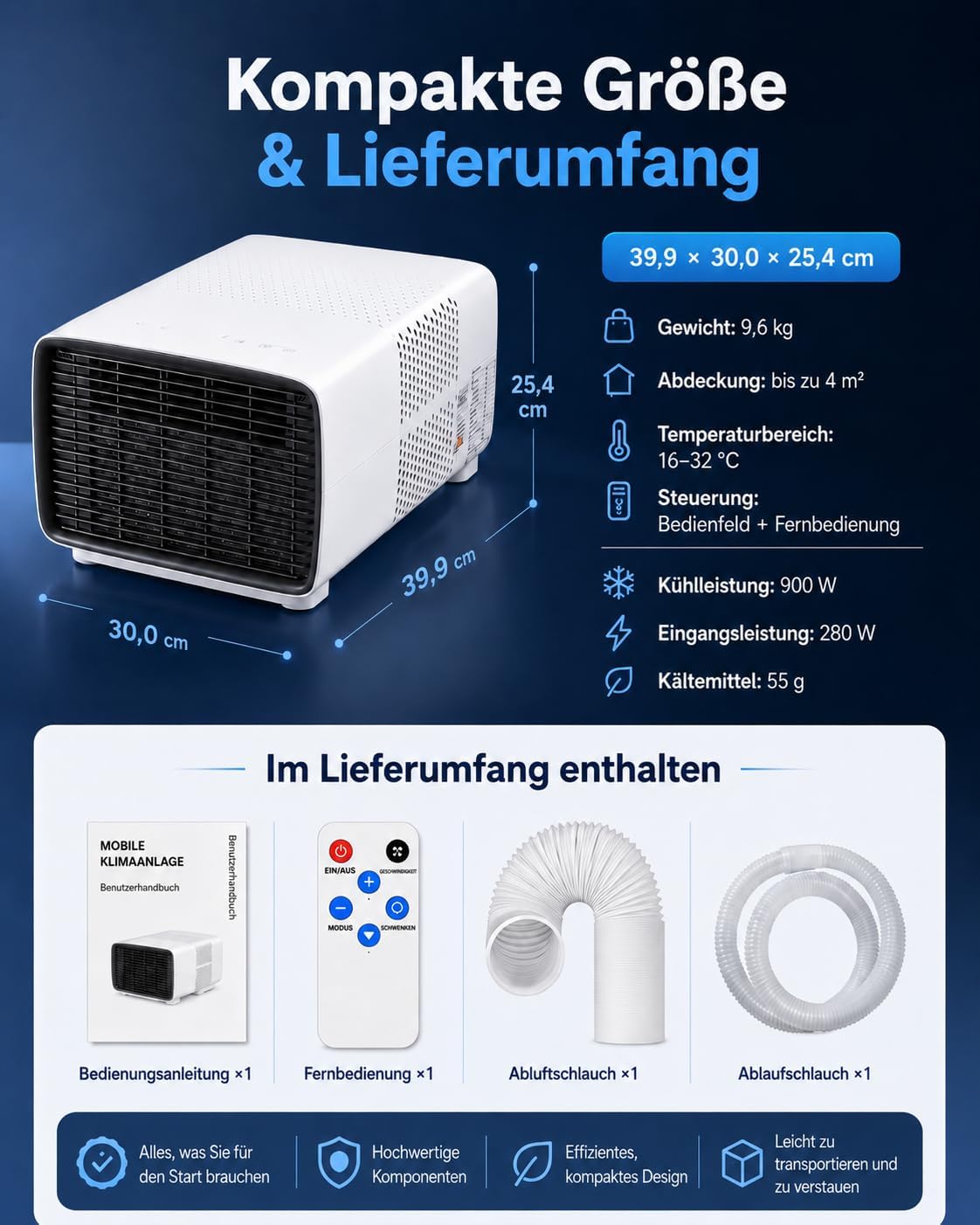 Athuniverth K7 Portable Air Conditioner 2700 BTU 3-in-1 Cooling Dehumidifier Fan White