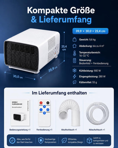 Athuniverth K7 Portable Air Conditioner 2700 BTU 3-in-1 Cooling Dehumidifier Fan White