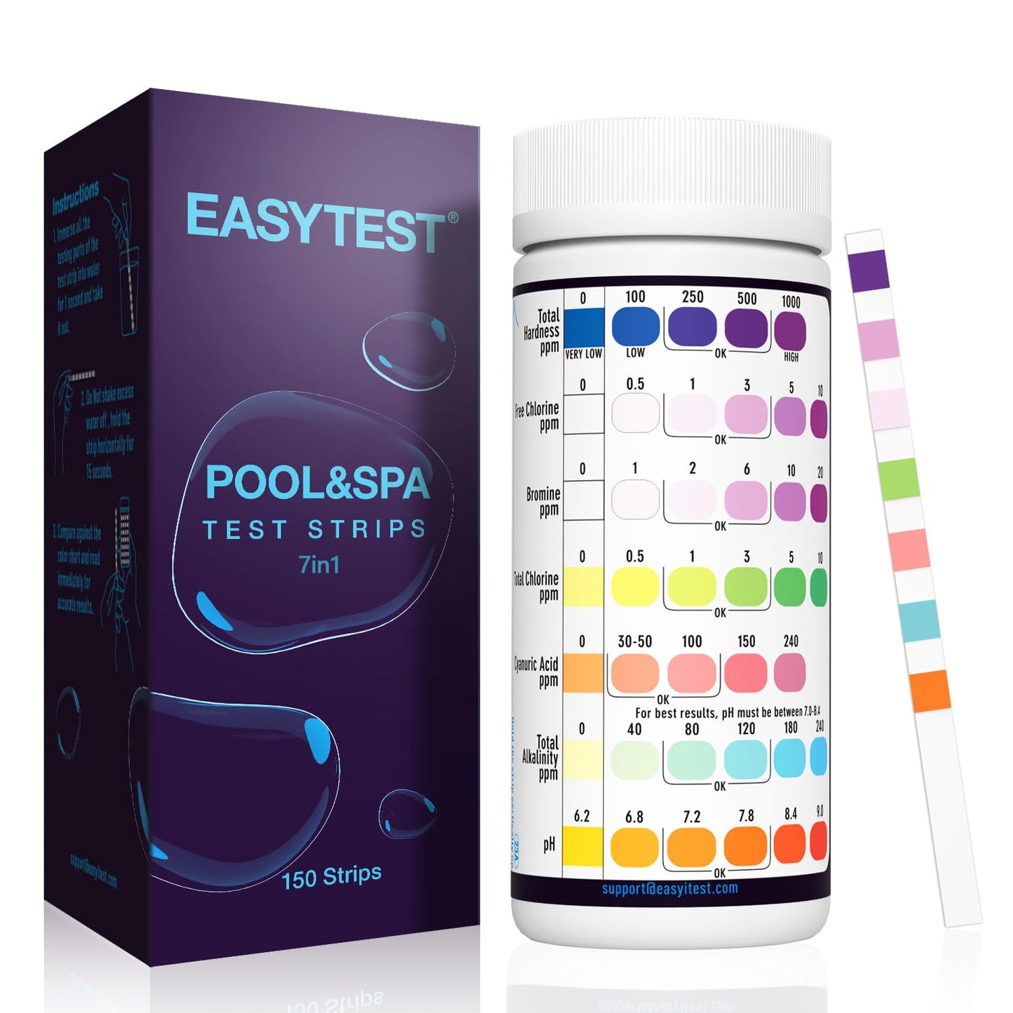 Easytest 7-Way Pool Test Strips 150-Count for Spas