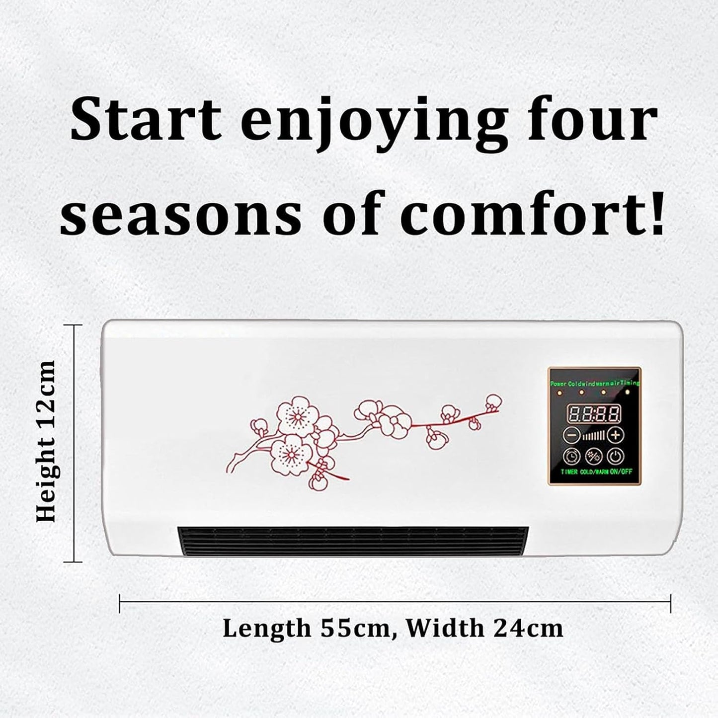 YSXXIAN Split Max Portable Wall Fan 2-in-1 Cooling and Heating 1800W Remote Control White