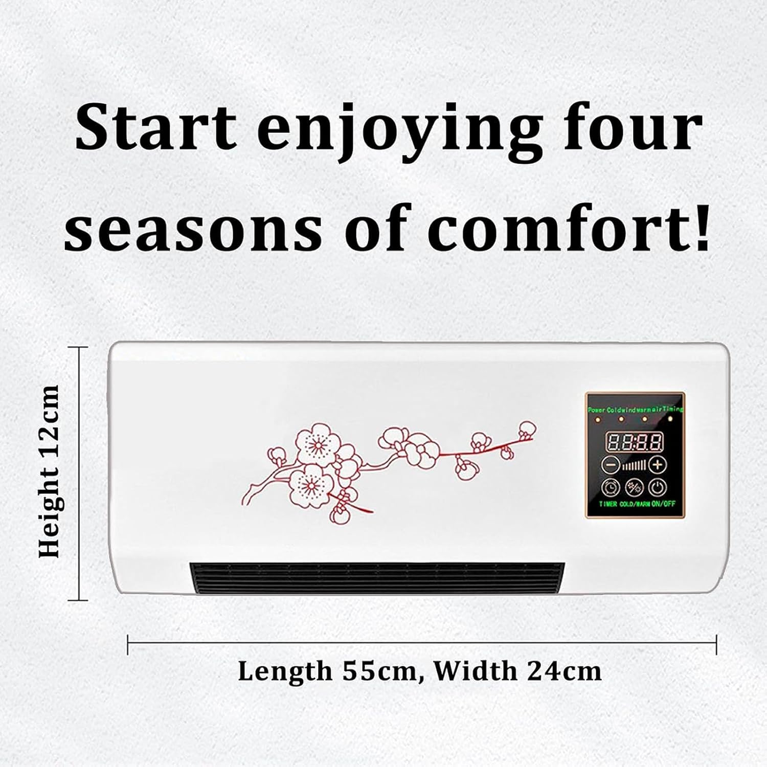 YSXXIAN Split Max Portable Wall Fan 2-in-1 Cooling and Heating 1800W Remote Control White