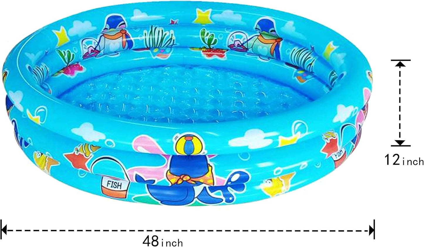Big Summer 3-Ring Inflatable Kiddie Pool 48-Inch Round Blue