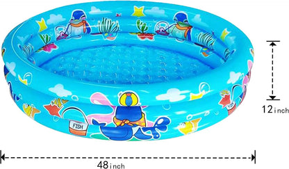 Big Summer 3-Ring Inflatable Kiddie Pool 48-Inch Round Blue