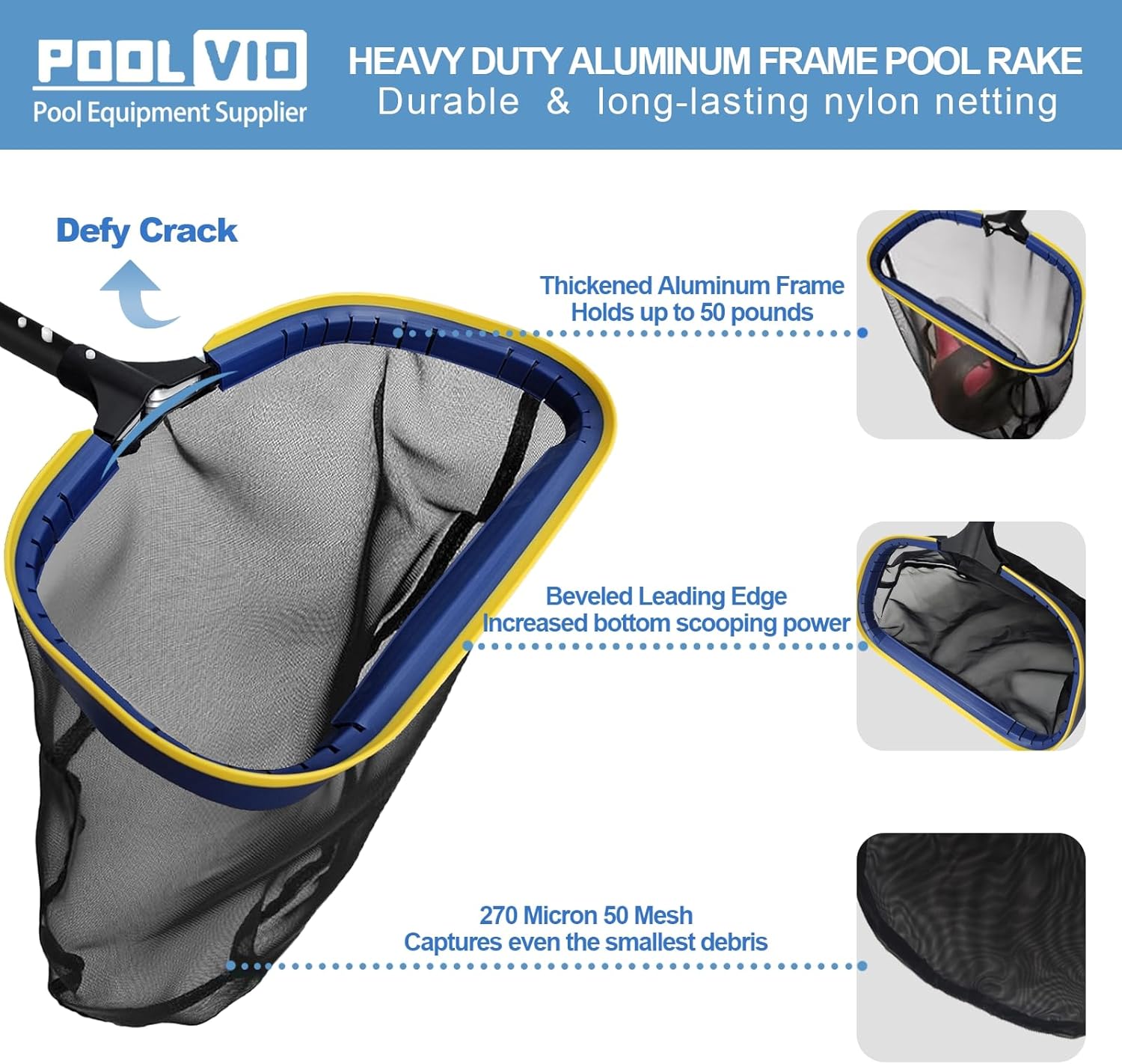 Poolvio 5-in-1 Pool Cleaning Kit with 13ft Adjustable Pole