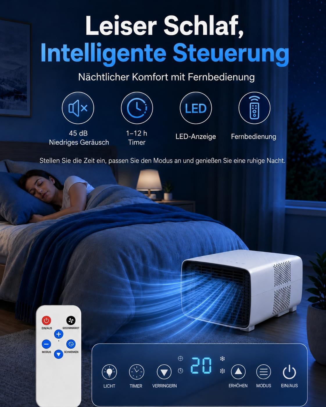 Athuniverth K7 Portable Air Conditioner 2700 BTU 3-in-1 Cooling Dehumidifier Fan White