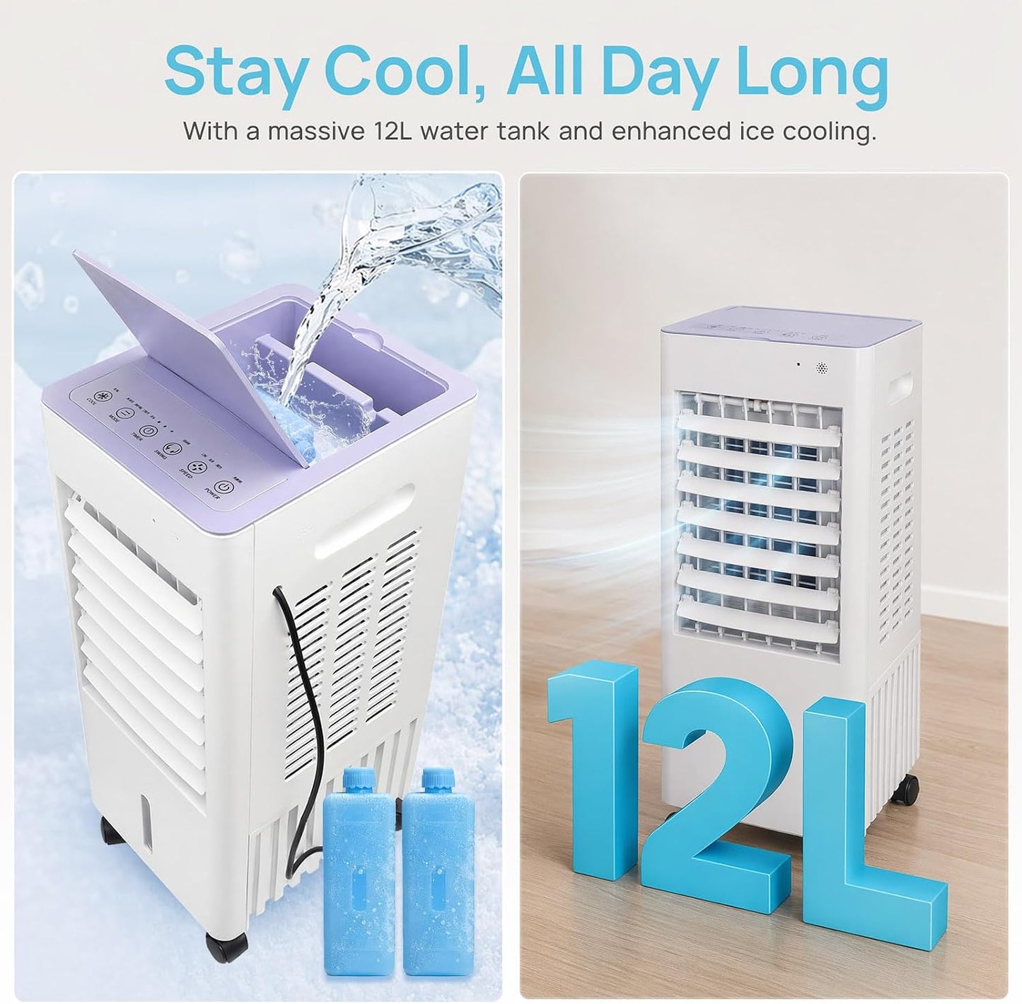 Simsky AC-4in1-12L Portable Evaporative Cooler 12L 4-in-1 Fan Humidifier White