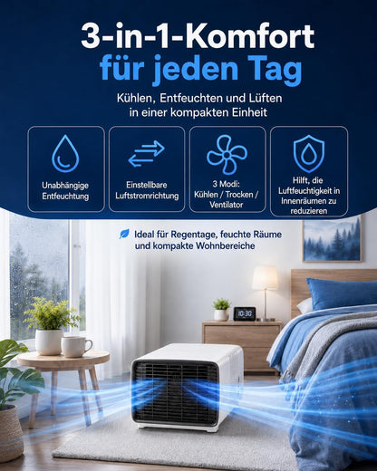 Athuniverth K7 Portable Air Conditioner 2700 BTU 3-in-1 Cooling Dehumidifier Fan White