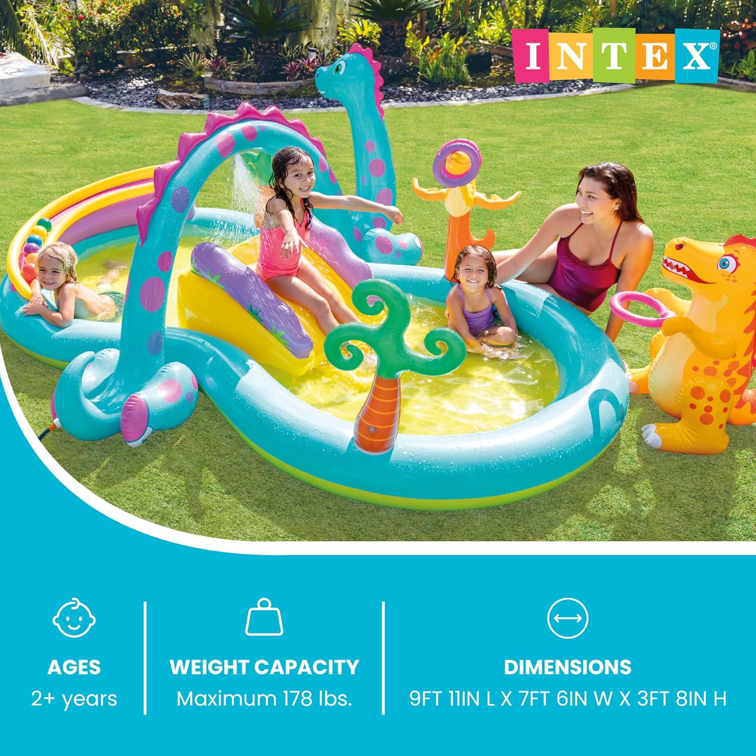 Intex Dinoland Inflatable Play Center Kiddie Outdoor Swimming Pool