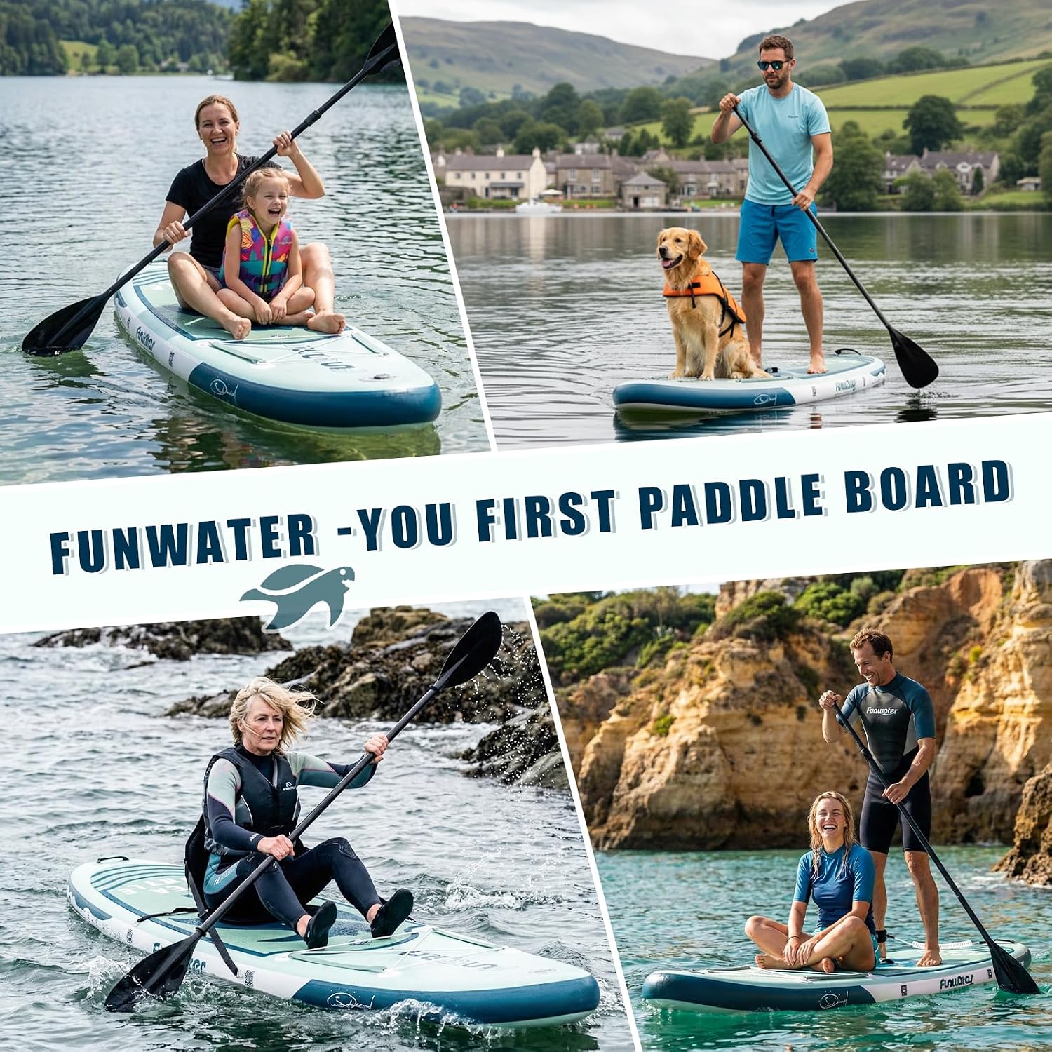 FunWater Aufblasbares SUP Board Set 320x83x15cm Olivgrün