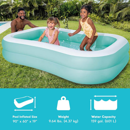 Intex Swim Center Inflatable Family Pool Rectangular 90in x 60in x 19in