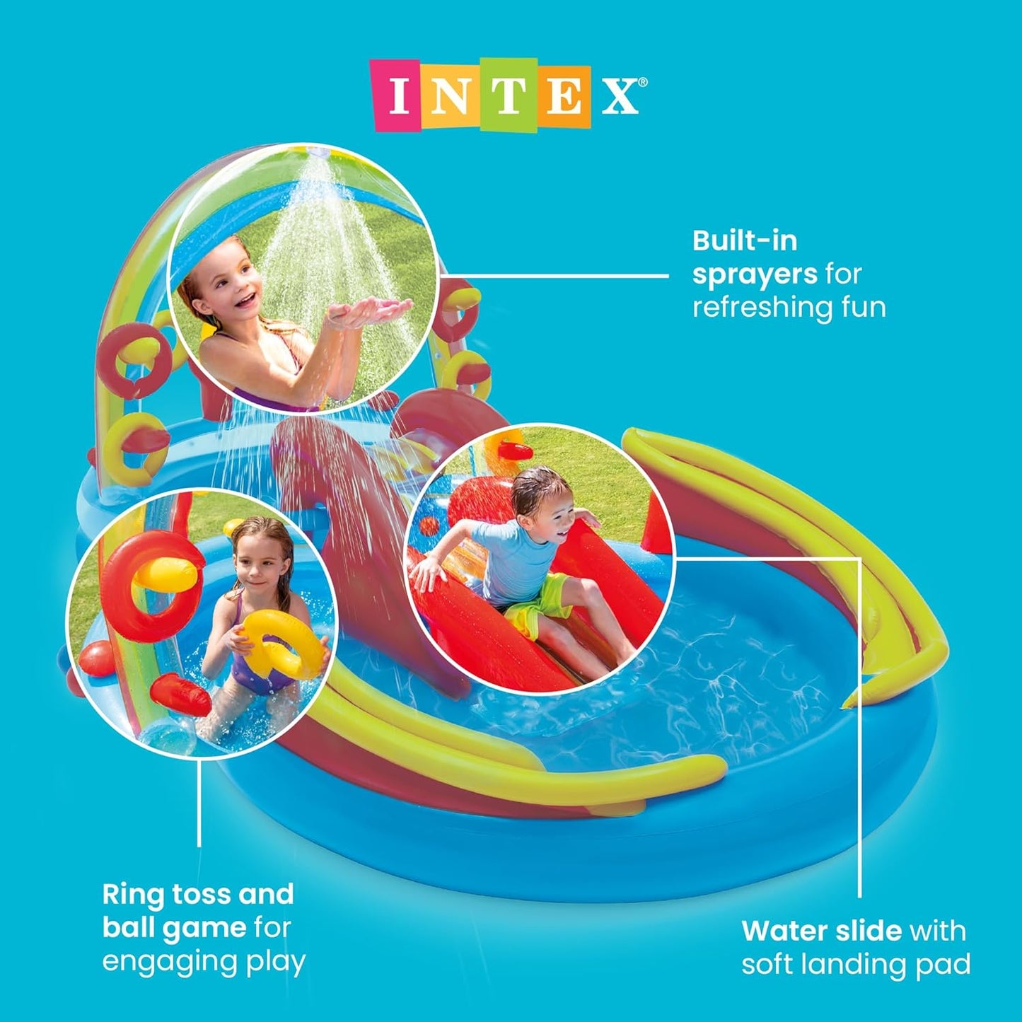 Intex 57453EP Rainbow Inflatable Play Center Pool With Slide 117in