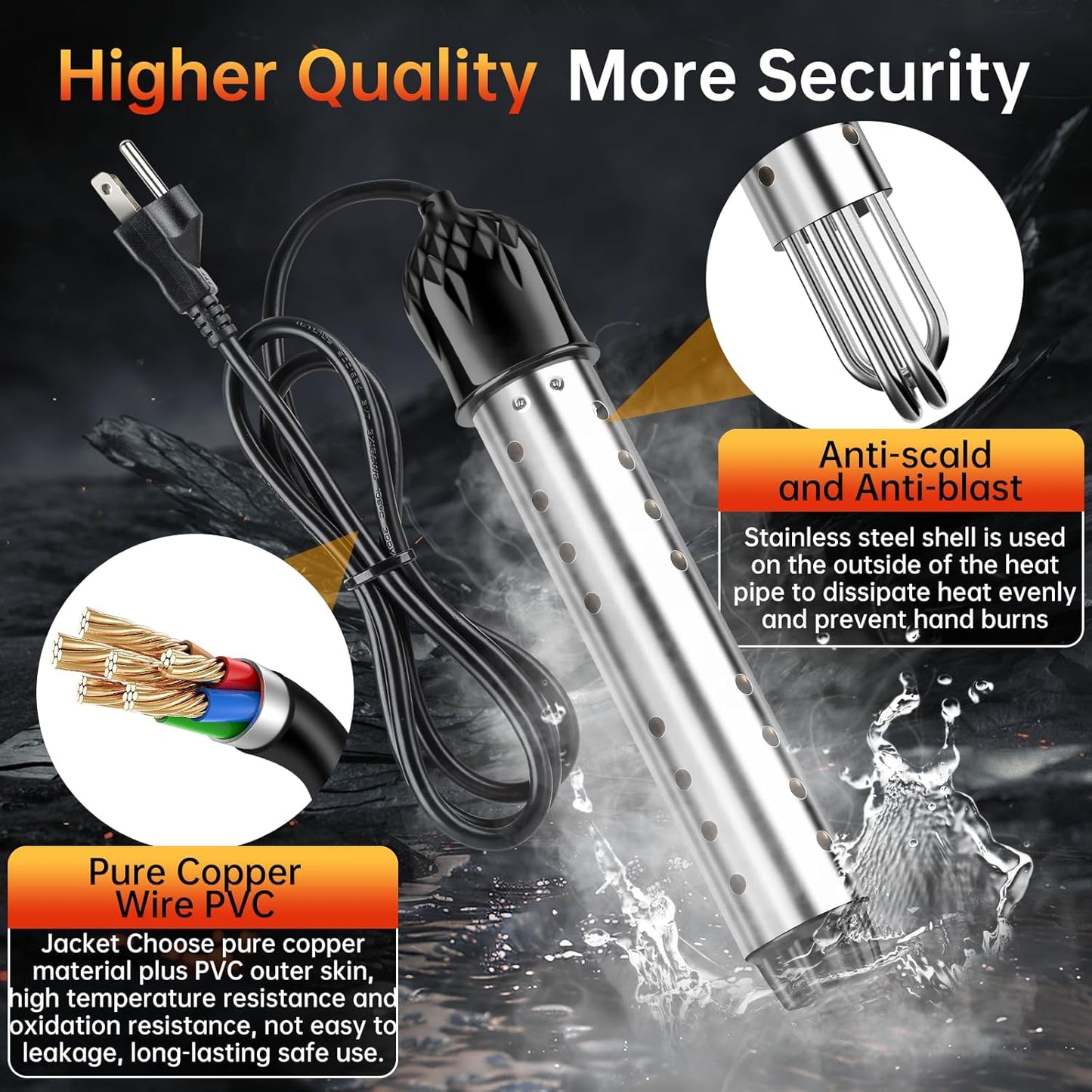 Coituer Koire 2000W Portable Immersion Water Heater with Digital Sensor