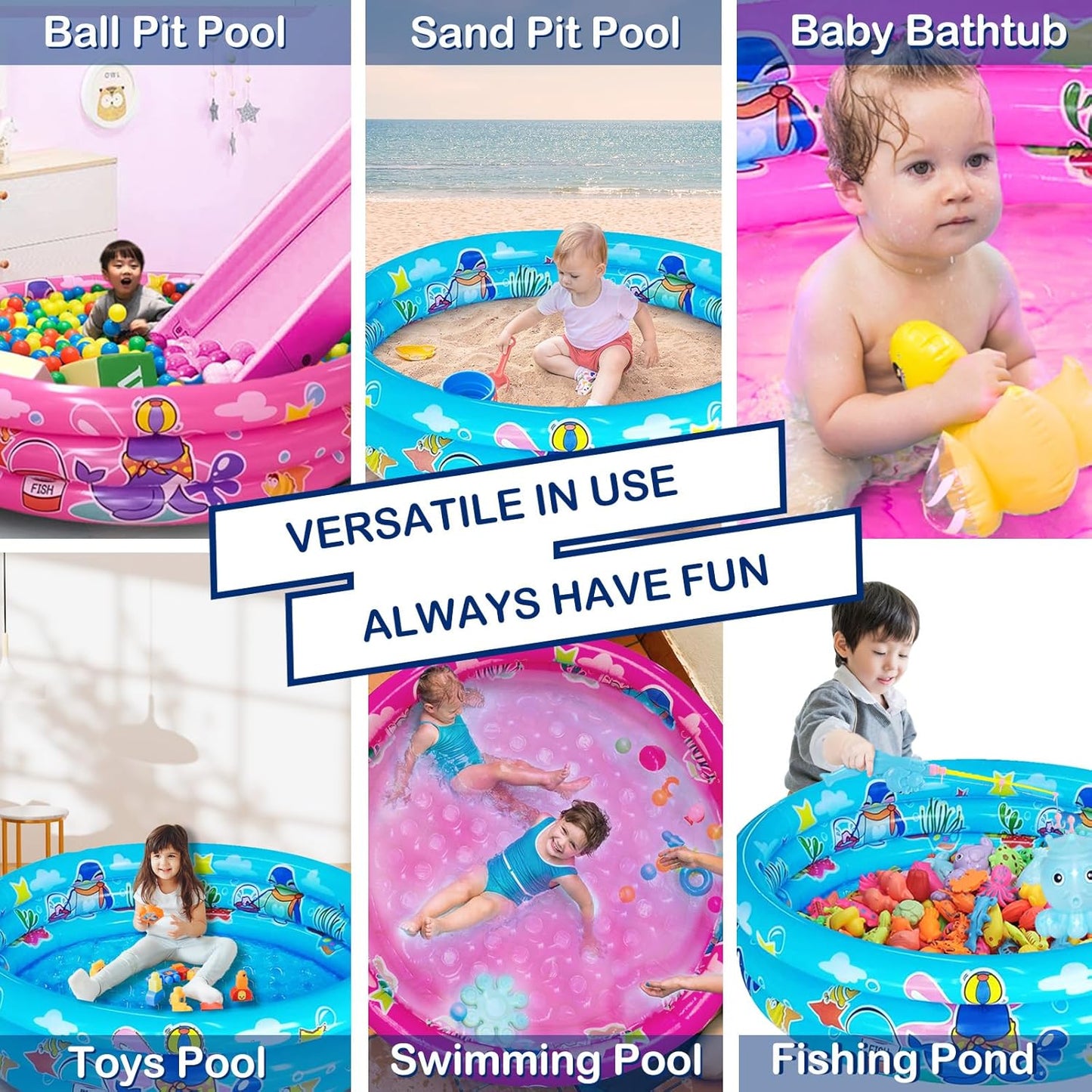 Big Summer 3-Ring Inflatable Kiddie Pool 48in Round