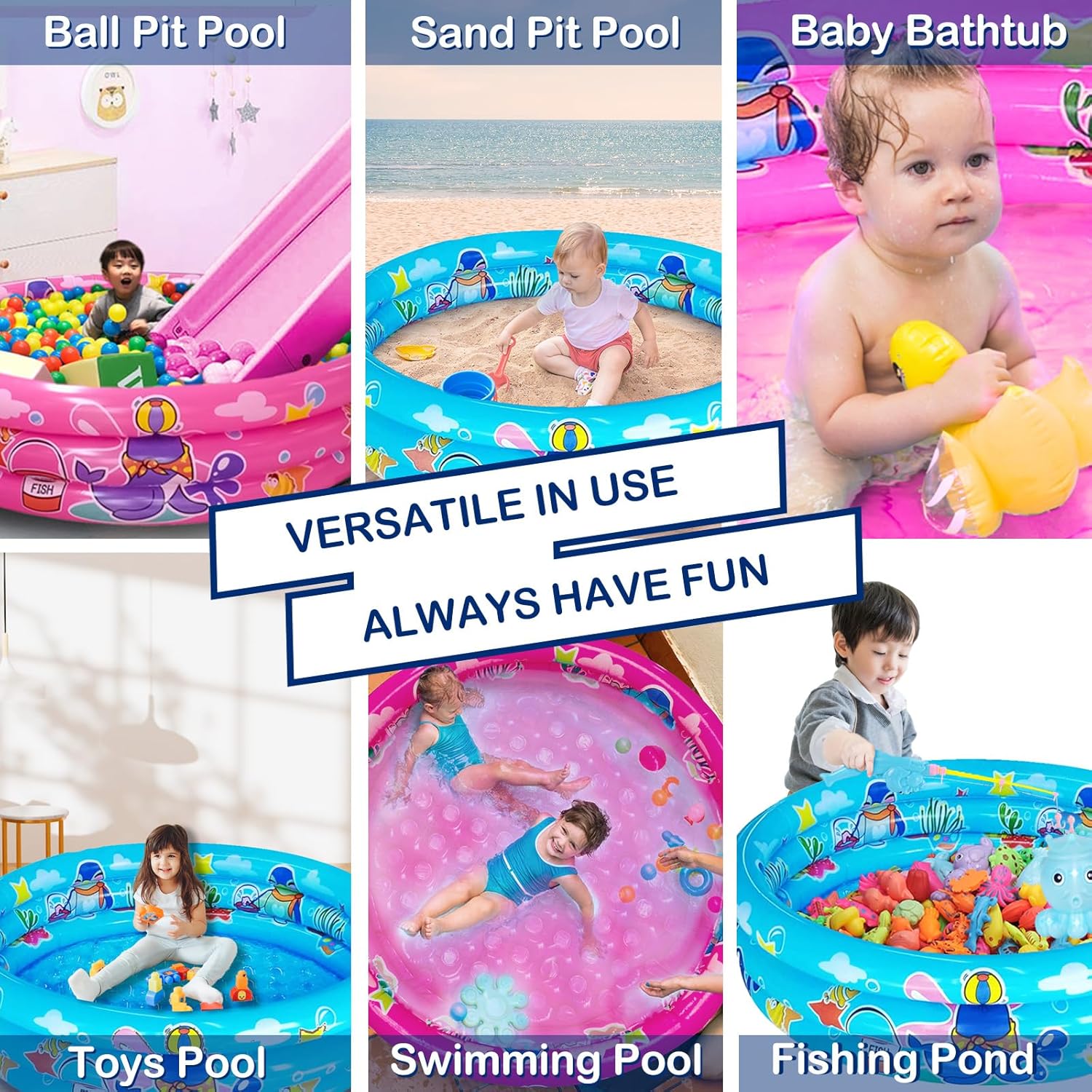 Big Summer 3-Ring Inflatable Kiddie Pool 48in Round