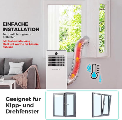 HAUSHOF HH25080A Portable Air Conditioner 9000 BTU 4-in-1 Cooling Dehumidifier Fan White