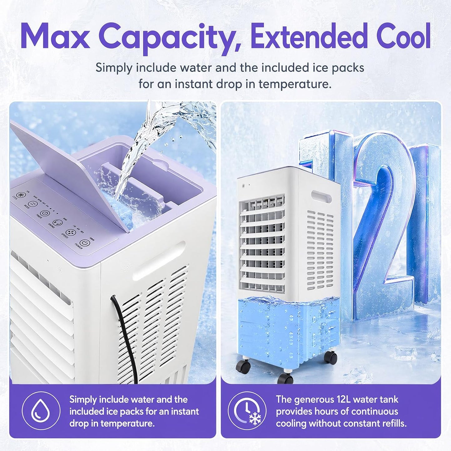 Simsky AC-4in1-12L Portable Evaporative Cooler 12L 4-in-1 Fan Humidifier White