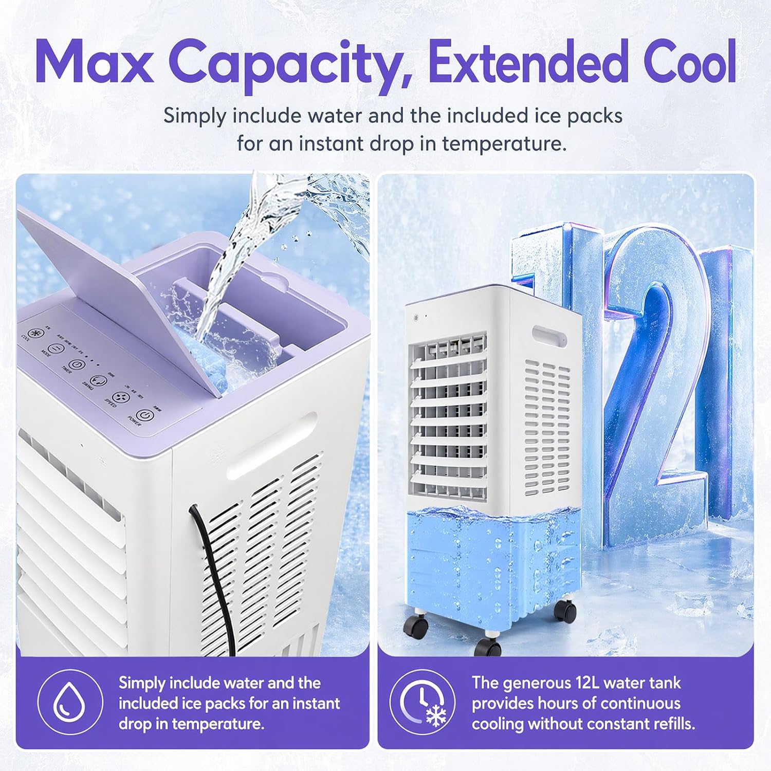 Simsky AC-4in1-12L Portable Evaporative Cooler 12L 4-in-1 Fan Humidifier White