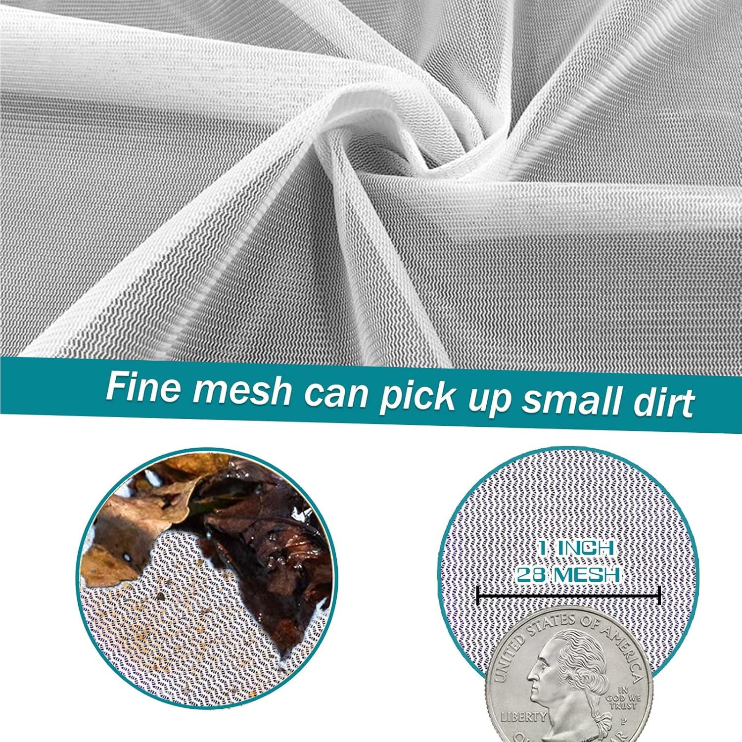 POOLWHALE Professional Pool Skimmer Net Heavy Duty Nylon Mesh 17in